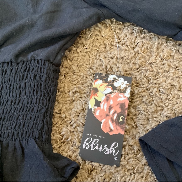 NWT! Black Boho Wide Flutter Sleeve Crop Smock Top/Blouse, 1970’s, Stevie Nicks - Picture 5 of 11